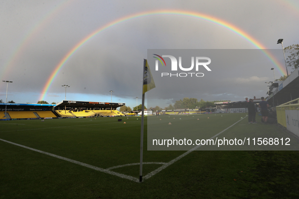 A general view of the Exercise Stadium during the Sky Bet League 2 match between Harrogate Town and Doncaster Rovers at Wetherby Road in Har...