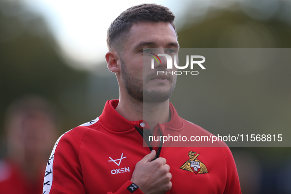 Luke Molyneux of Doncaster Rovers during the Sky Bet League 2 match between Harrogate Town and Doncaster Rovers at Wetherby Road in Harrogat...