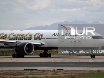 Air Canada Boeing 777-333(ER) with special Go Canada Go livery flies members of the Olympic and Paralympic teams to the Paris Games and carr...