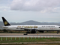 Air Canada Boeing 777-333(ER) with special Go Canada Go livery flies members of the Olympic and Paralympic teams to the Paris Games and carr...