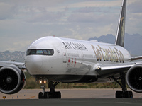 Air Canada Boeing 777-333(ER) with special Go Canada Go livery flies members of the Olympic and Paralympic teams to the Paris Games and carr...