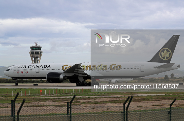 Air Canada Boeing 777-333(ER) with special Go Canada Go livery flies members of the Olympic and Paralympic teams to the Paris Games and carr...