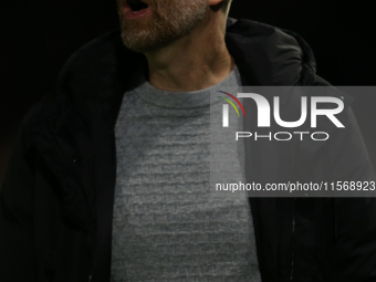 Harrogate Town Manager Simon Weaver during the Sky Bet League 2 match between Harrogate Town and Doncaster Rovers at Wetherby Road in Harrog...