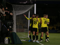 Ellis Taylor celebrates his goal during the Sky Bet League 2 match between Harrogate Town and Doncaster Rovers at Wetherby Road in Harrogate...