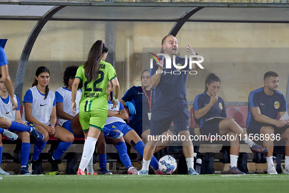 Vincent Galea, head coach of Birkirkara, gestures during the UEFA Women's Champions League First qualifying round, Semi-finals CP-Group 4 so...