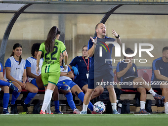 Vincent Galea, head coach of Birkirkara, gestures during the UEFA Women's Champions League First qualifying round, Semi-finals CP-Group 4 so...