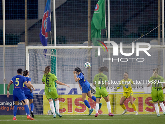 A generic action view in the Breznica goalmouth during the UEFA Women's Champions League First qualifying round, Semi-finals CP-Group 4 socc...