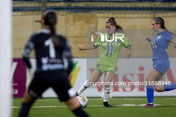 Milijana Pavlovic (C) of Breznica is in action during the UEFA Women's Champions League First qualifying round, Semi-finals CP-Group 4 socce...