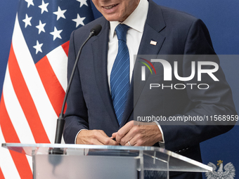 Antony Blinken U.S Secretary of State during press conference in Warsaw, Poland on September 12, 2024. (