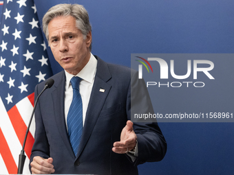 Antony Blinken U.S Secretary of State during press conference in Warsaw, Poland on September 12, 2024. (