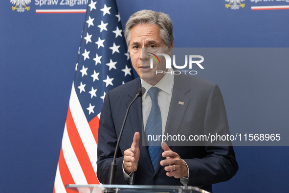 Antony Blinken U.S Secretary of State during press conference in Warsaw, Poland on September 12, 2024. 