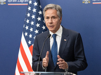 Antony Blinken U.S Secretary of State during press conference in Warsaw, Poland on September 12, 2024. (