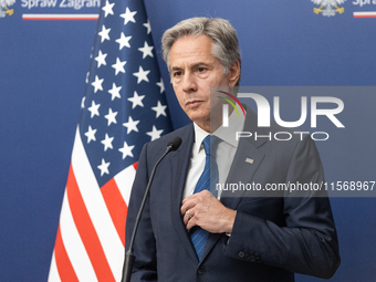 Antony Blinken U.S Secretary of State during press conference in Warsaw, Poland on September 12, 2024. (