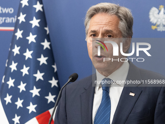 Antony Blinken U.S Secretary of State during press conference in Warsaw, Poland on September 12, 2024. (