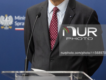 Radoslaw Sikorski Polish Minister of Foreign Affairs during press conference in Warsaw, Poland on September 2, 2024. (