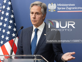 Antony Blinken U.S Secretary of State during press conference in Warsaw, Poland on September 12, 2024. (