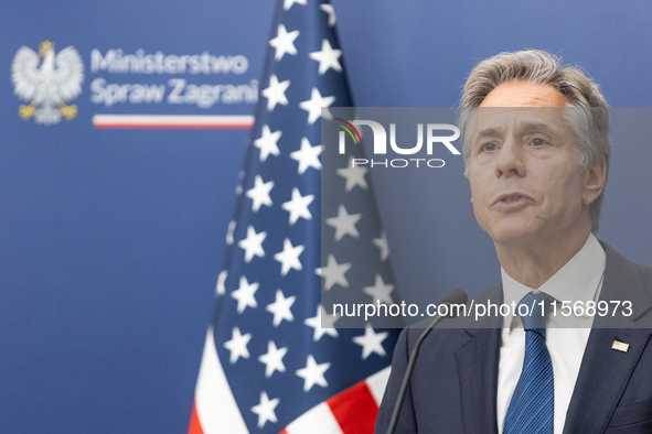 Antony Blinken U.S Secretary of State during press conference in Warsaw, Poland on September 12, 2024. 