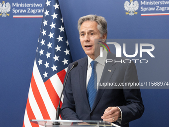 Antony Blinken U.S Secretary of State during press conference in Warsaw, Poland on September 12, 2024. (