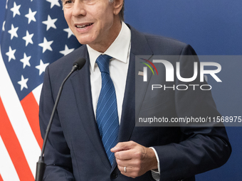 Antony Blinken U.S Secretary of State during press conference in Warsaw, Poland on September 12, 2024. (