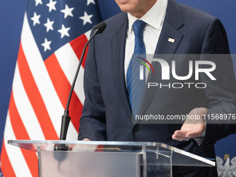 Antony Blinken U.S Secretary of State during press conference in Warsaw, Poland on September 12, 2024. (