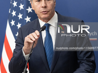 Antony Blinken U.S Secretary of State during press conference in Warsaw, Poland on September 12, 2024. (