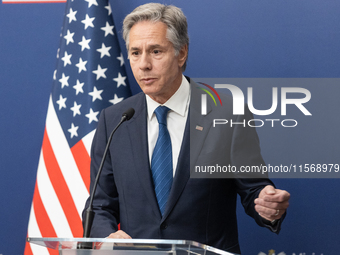 Antony Blinken U.S Secretary of State during press conference in Warsaw, Poland on September 12, 2024. (