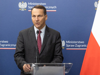 Radoslaw Sikorski Polish Minister of Foreign Affairs during press conference in Warsaw, Poland on September 2, 2024. (