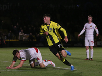 Ellis Taylor celebrates his goal during the Sky Bet League 2 match between Harrogate Town and Doncaster Rovers at Wetherby Road in Harrogate...