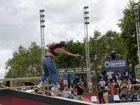 Rayssa Leal from Brazil participates in the Women's Quarterfinals during the World Skate Games in Rome, Italy, on September 12, 2024. (