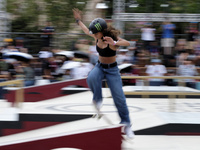 Rayssa Leal from Brazil participates in the Women's Quarterfinals during the World Skate Games in Rome, Italy, on September 12, 2024. (