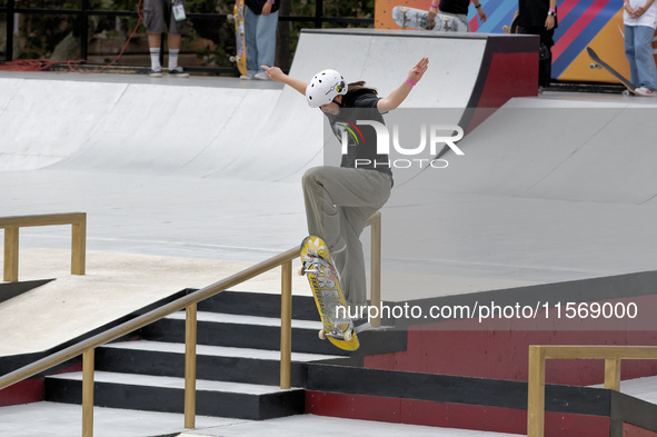 Momiji Nishiya, Japan, during the World Skate Games Italia 2024, Women's Quarterfinal underway in Rome, Italy, on September 12, 2024 