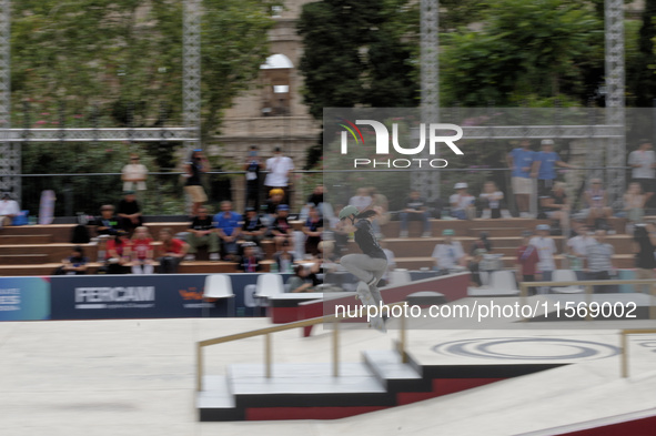 Miyuu Ito, from Japan, participates in the Woman Quarter of Final during the World Skate Games in Rome, Italy, on September 12, 2024. 