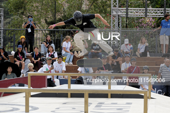 Ibuki Matsumoto from Japan competes during the Woman Quarter of Final at the World Skate Games in Rome, Italy, on September 12, 2024. 