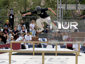 Ibuki Matsumoto from Japan competes during the Woman Quarter of Final at the World Skate Games in Rome, Italy, on September 12, 2024. (