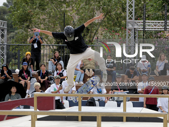 Ibuki Matsumoto from Japan competes during the Woman Quarter of Final at the World Skate Games in Rome, Italy, on September 12, 2024. (