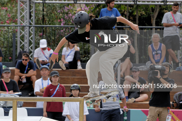 Ibuki Matsumoto from Japan competes during the Woman Quarter of Final at the World Skate Games in Rome, Italy, on September 12, 2024. 