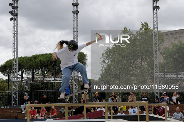 Rizu Akama from Japan competes in the World Skate Games Italia 2024, Women's Quarterfinals in Rome, Italy, on September 12, 2024. 