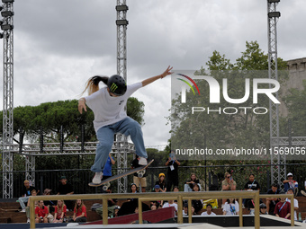 Rizu Akama from Japan competes in the World Skate Games Italia 2024, Women's Quarterfinals in Rome, Italy, on September 12, 2024. (