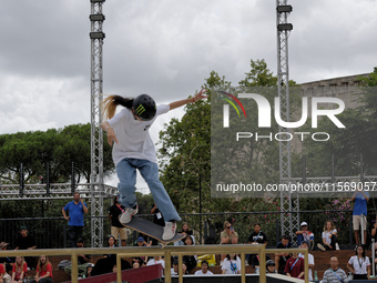 Rizu Akama from Japan competes in the World Skate Games Italia 2024, Women's Quarterfinals in Rome, Italy, on September 12, 2024. (