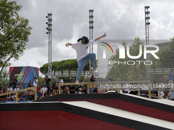 Rizu Akama from Japan participates in the Women's Quarterfinal during the World Skate Games in Rome, Italy, on September 12, 2024. (