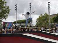 Rizu Akama from Japan participates in the Women's Quarterfinal during the World Skate Games in Rome, Italy, on September 12, 2024. (