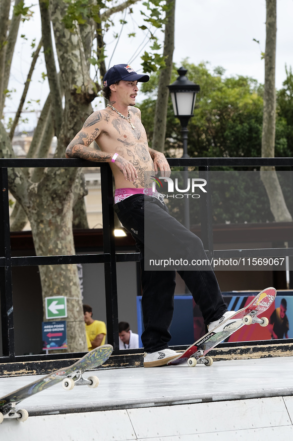 Gustavo Ribeiro, from Portugal, during the World Skate Games Italia 2024, Men's Quarterfinal underway in Rome, Italy, on September 12, 2024 