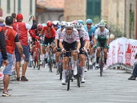 The UAE team stands in front of the group cycling during the 72nd Tour of Tuscany, Coppa Sabatini, in Peccioli, Italy, on September 12, 2024...