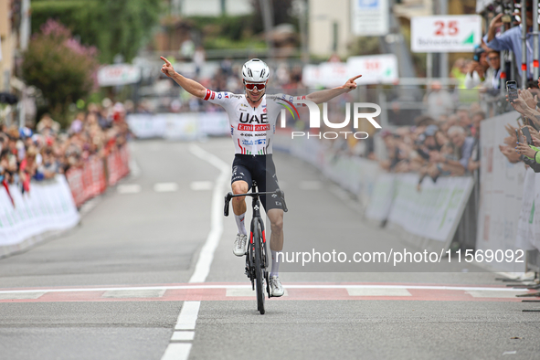 Marc Hirschi (SUI - UAE Team Emirates) wins the 72nd Tour of Tuscany, Coppa Sabatini, in Peccioli, Italy, on September 12, 2024. 