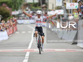 Marc Hirschi (SUI - UAE Team Emirates) wins the 72nd Tour of Tuscany, Coppa Sabatini, in Peccioli, Italy, on September 12, 2024. (