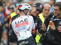 Marc Hirschi (SUI - UAE Team Emirates) celebrates winning the 72nd Tour of Tuscany, Coppa Sabatini, in Peccioli, Italy, on September 12, 202...