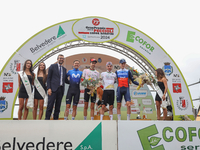 Marc Hirschi (SUI - UAE Team Emirates), Gregor Muhlberger (Movistar), and Anders Foldager (Jayco AlUla) participate in the 72nd Tour of Tusc...