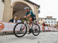 Agirre Egana cycles through the village center during the 72nd Tour of Tuscany, Coppa Sabatini, in Peccioli, Italy, on September 12, 2024. (