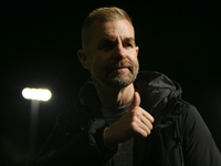 Harrogate Town Manager Simon Weaver celebrates at full time during the Sky Bet League 2 match between Harrogate Town and Doncaster Rovers at...