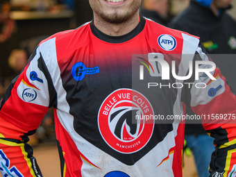 Belle Vue Colts' guest rider Max James participates in the WSRA National Development League match between Sheffield Tiger Cubs and Belle Vue...